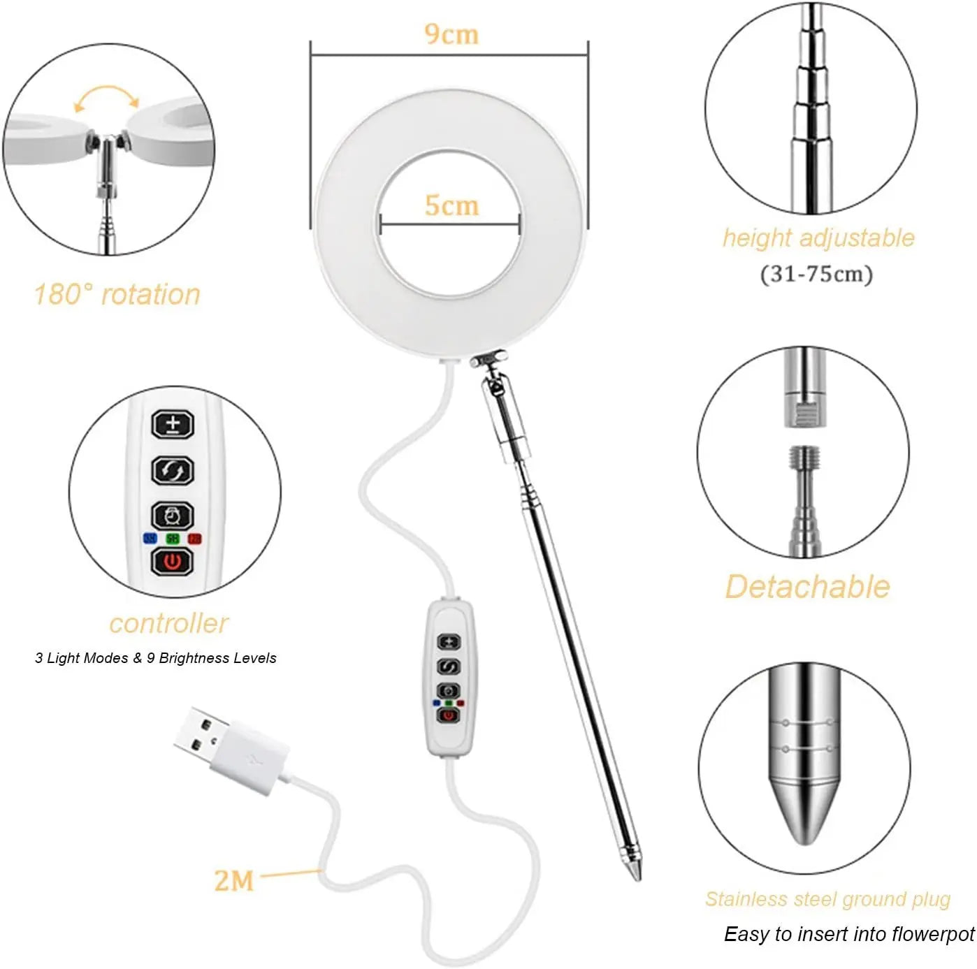 BountiGlow AngelBeam Telescopic Ring Light