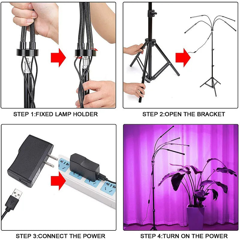 BountiGlow FloraFlex 4-Head Full Spectrum Dimming Grow Lamp